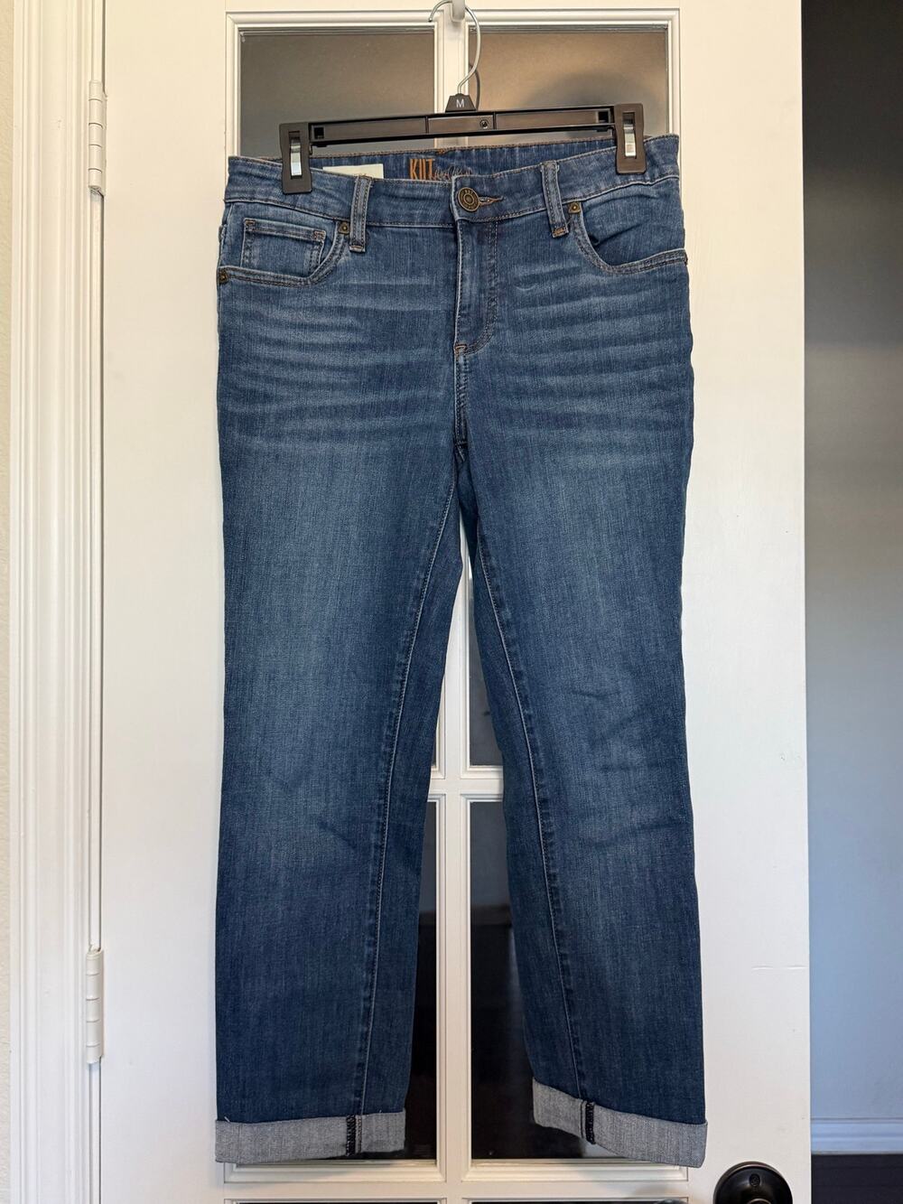 KUT From the Kloth Carrie Boyfriend Jeans Size 0 Medium Wash Cuffed